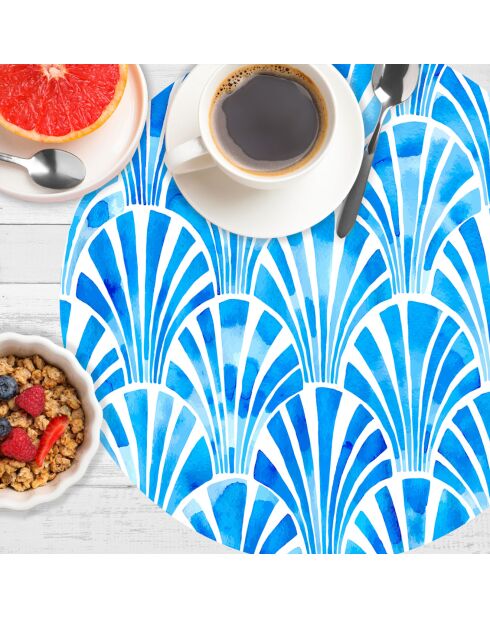 4 tovagliette rotonde art-deco blu - D.40 cm