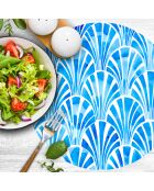 4 tovagliette rotonde art-deco blu - D.40 cm