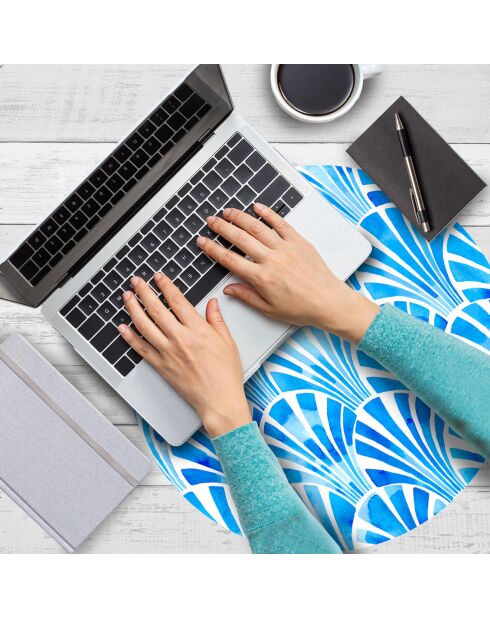 4 tovagliette rotonde art-deco blu - D.40 cm