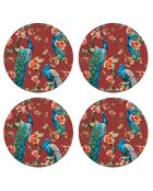 4 tovagliette rotonde a forma di pavone 6 multicolori - D.40 cm