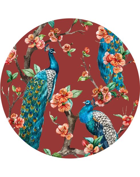 4 tovagliette rotonde a forma di pavone 6 multicolori - D.40 cm