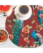 4 tovagliette rotonde a forma di pavone 6 multicolori - D.40 cm