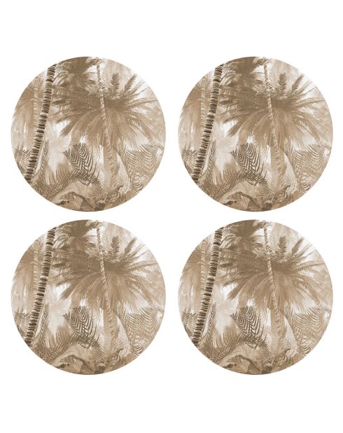 4 manteles individuales redondos en sepia haitiana - D.40 cm