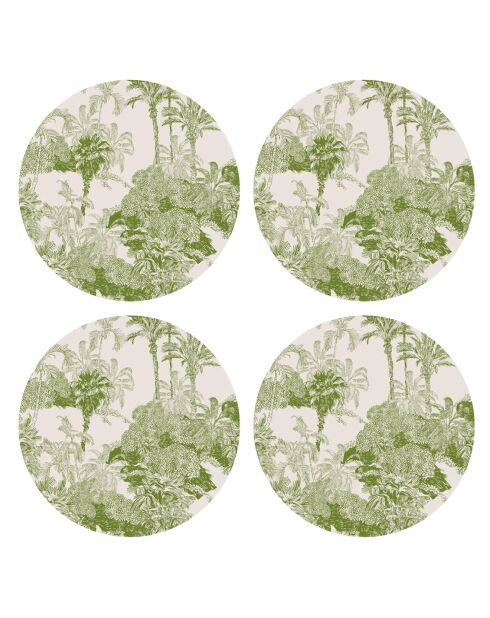 4 Sets de table ronds imprimés palmiers verts - D.40 cm