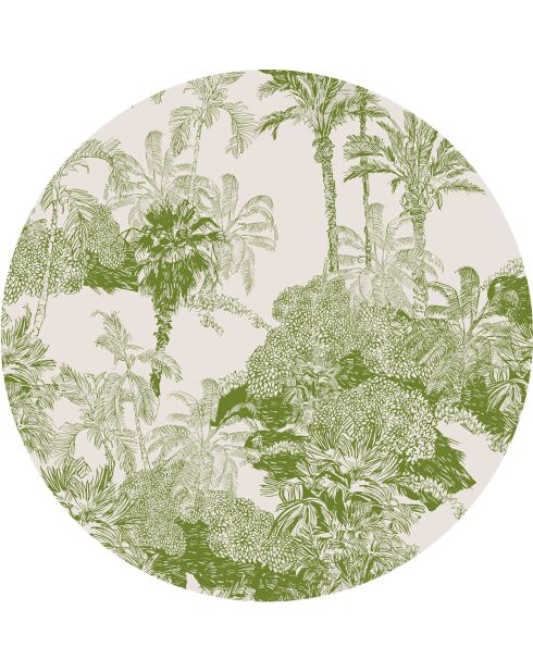 4 Sets de table ronds imprimés palmiers verts - D.40 cm