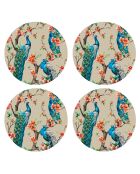 4 Sets de table Peacock ronds 3 multicolores - D.40 cm