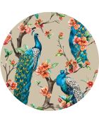 4 Sets de table Peacock ronds 3 multicolores - D.40 cm