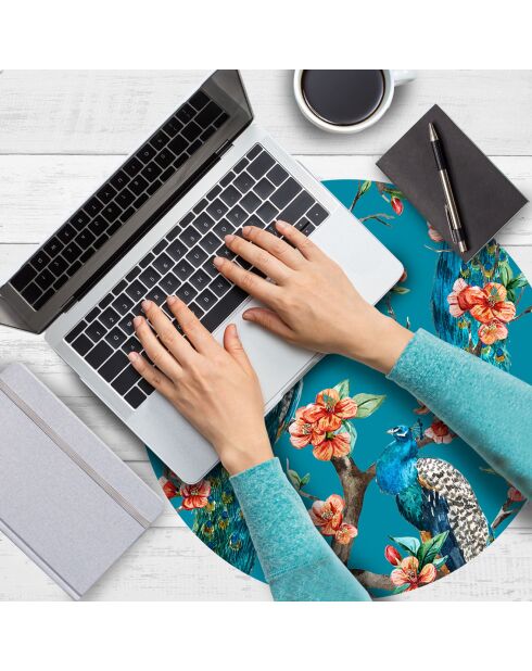 4 veelkleurige placemats van Peacock 4 - D.40 cm