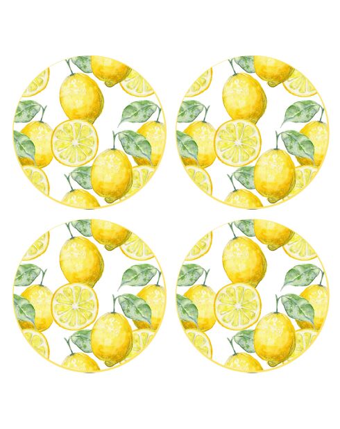 4 runde Zitronen-Tischsets - D.40 cm