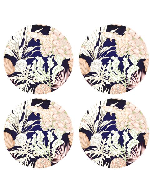 4 tovagliette rotonde con tovagliette Bahamas multicolore - D.40 cm