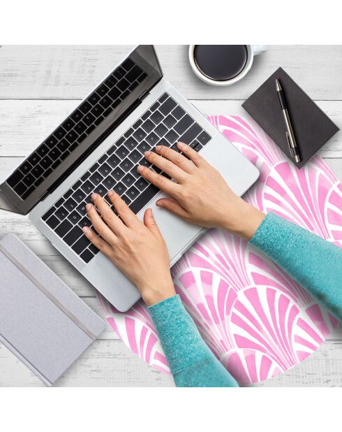 4 Sets de table ronds art-deco roses - D.40 cm