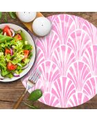 4 Sets de table ronds art-deco roses - D.40 cm