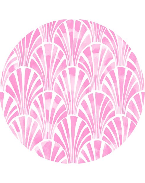 4 Sets de table ronds art-deco roses - D.40 cm