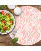 4 Sets de table ronds art-deco corail - D.40 cm