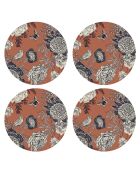4 bunte Vögel 4 runde Tischsets - D.40 cm