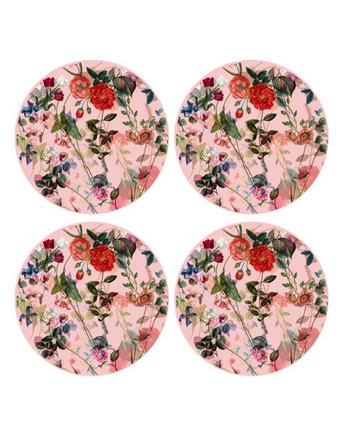 4 veelkleurige ronde lente-placemats - D.40 cm