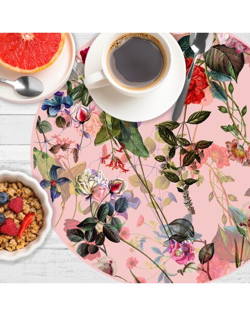 4 veelkleurige ronde lente-placemats - D.40 cm