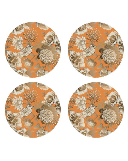 4 Sets de table ronds oiseau 2 multicolores - D.40 cm