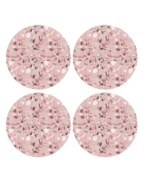 4 Sets de table ronds marbre roses - D.40 cm