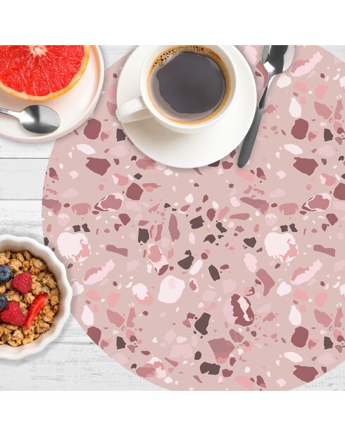 4 Sets de table ronds marbre roses - D.40 cm