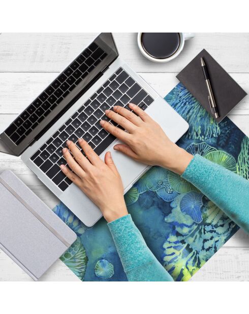 4 rechteckige Tischsets aus blauem Marmor mit Meeresboden - 30x45 cm