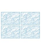 4 blaue rechteckige Tischsets aus dem Japanischen Meer - 30x45 cm