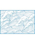 4 blaue rechteckige Tischsets aus dem Japanischen Meer - 30x45 cm