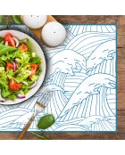 4 blaue rechteckige Tischsets aus dem Japanischen Meer - 30x45 cm