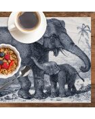 4 Sets de table rectangulairess éléphant bleus - 30x45 cm