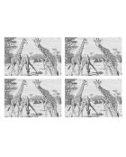 4 rechteckige schwarz-weiße Giraffen-Tischsets - 30x45 cm