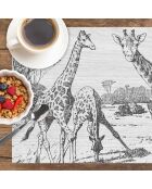 4 rechteckige schwarz-weiße Giraffen-Tischsets - 30x45 cm