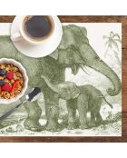 4 rechthoekige placemats voor groene olifanten - 30x45 cm