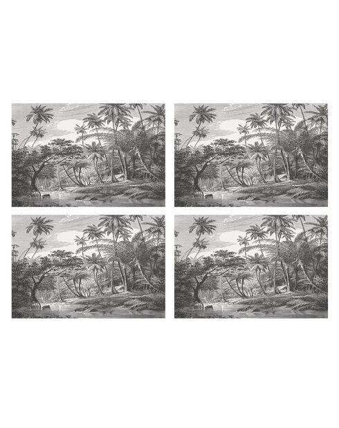4 manteles individuales rectangulares con manteles individuales multicolores de Puerto Rico - 30x45 cm