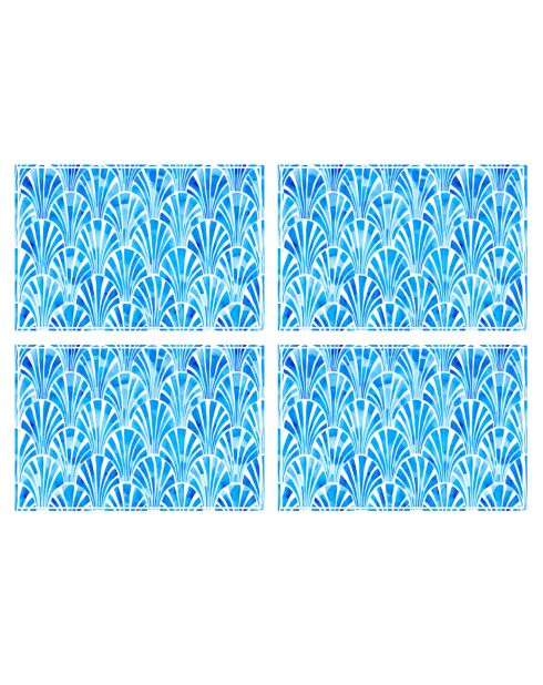 4 rechteckige Tischsets Art-Deco-Blau Art-Deco-Blau - 30x45 cm