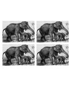 4 Sets de table Éléphant rectangulaires 10 multicolores - 30x45 cm