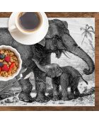 4 Sets de table Éléphant rectangulaires 10 multicolores - 30x45 cm
