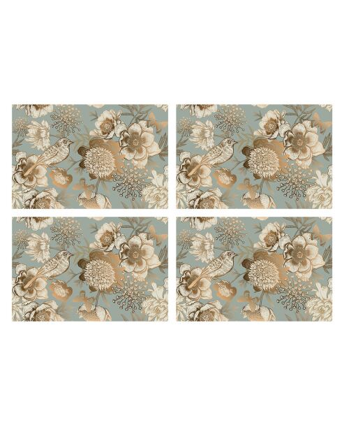 4 manteles individuales rectangulares para pájaros, 1 multicolor, 30 x 45 cm