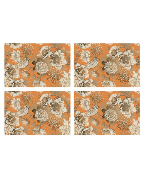 4 rechteckige Vogel-Tischsets 10 mehrfarbig - 30x45 cm