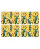 4 Sets de table rectangulairess paon  multicolores - 30x45 cm