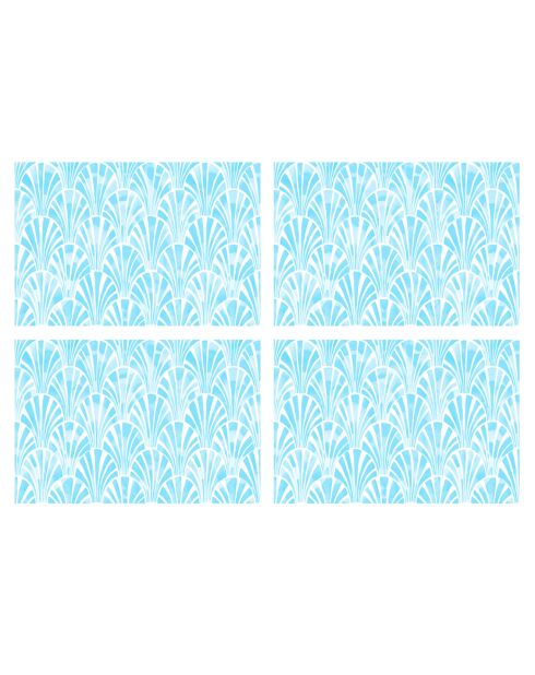 4 hellblaue rechteckige Art-Deco-Tischsets - 30x45 cm