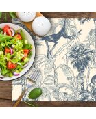 4 rechthoekige blauwe placemats voor chimpansees - 30x45 cm