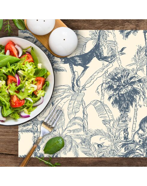 4 Sets de table rectangulaires chimpanzés bleus - 30x45 cm