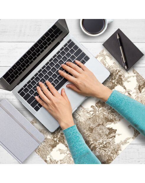 4 rechthoekige placemats met sepiapalmprint - 30x45 cm