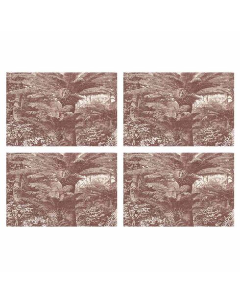 4 rode rechthoekige placemats van Santo Domingo - 30x45 cm