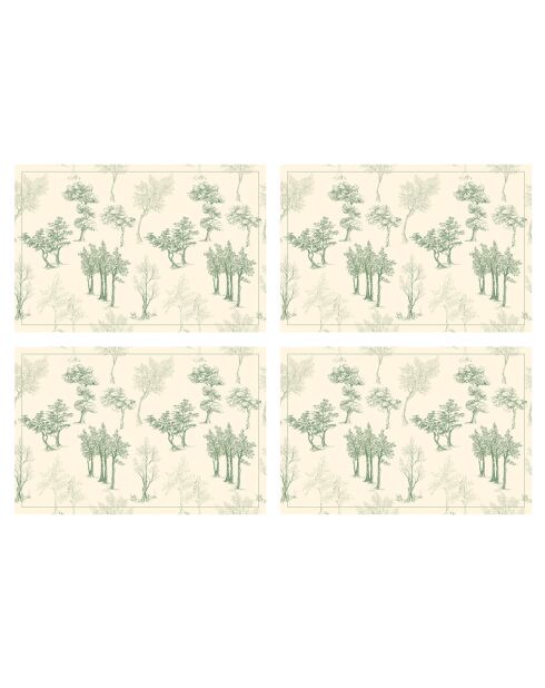 4 Sets de table rectangulaires Trees verts - 30x45 cm