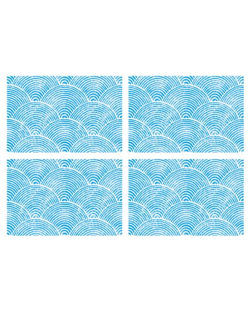 4 rechteckige Tischsets Japanese Waves 1 blau - 30x45 cm