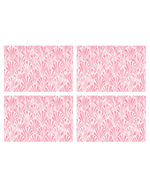 4 Sets de table rectangulairess art-déco roses - 30x45 cm