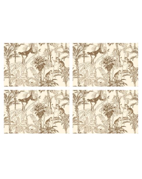 4 Sets de table rectangulairess Chimpanzés sépia - 30x45 cm