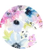 4 Sets de table ronds gravés fleurs aquarelle multicolores - D.40 cm