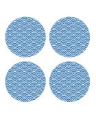 4 ronde placemats Japanese waves 3 blauw - D.40 cm